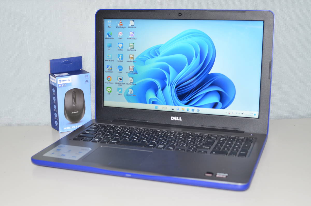 中古ノートパソコン Windows11+office 爆速SSD512GB DELL Inspiron 5565 AMD A10-9600P/メモリ8GB/15.6インチ/webカメラ/無線/DVDマルチ