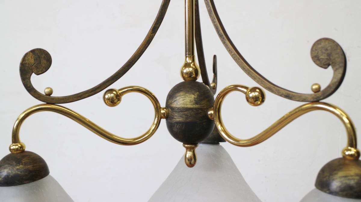 イタリア製 ヤマギワ シャンデリア 3灯 ペンダント ランプ ライト 照明  