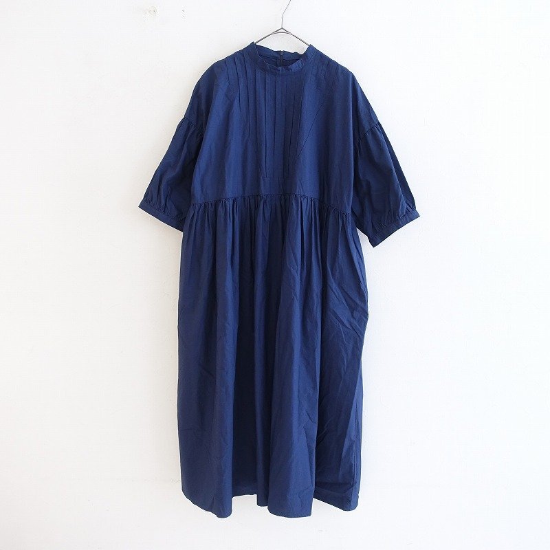 【未使用】TANDEY オオカミとフクロウ *コットンワンピース*タック切替えギャザー綿ネイビー紺ロングフレア(4-2306-86)【32F32】