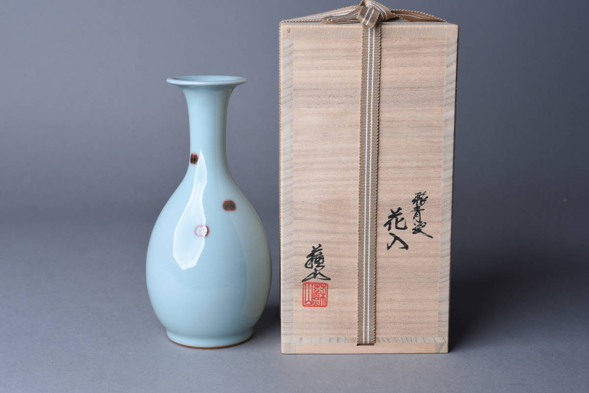 限定SALE，本物保証 SBCB 4029 四代 諏訪蘇山 飛青瓷 花入 共箱 栞 花器(花器、壷)｜売買されたオークション情報、yahooの商品情報をアーカイブ公開 - オークファン 京焼