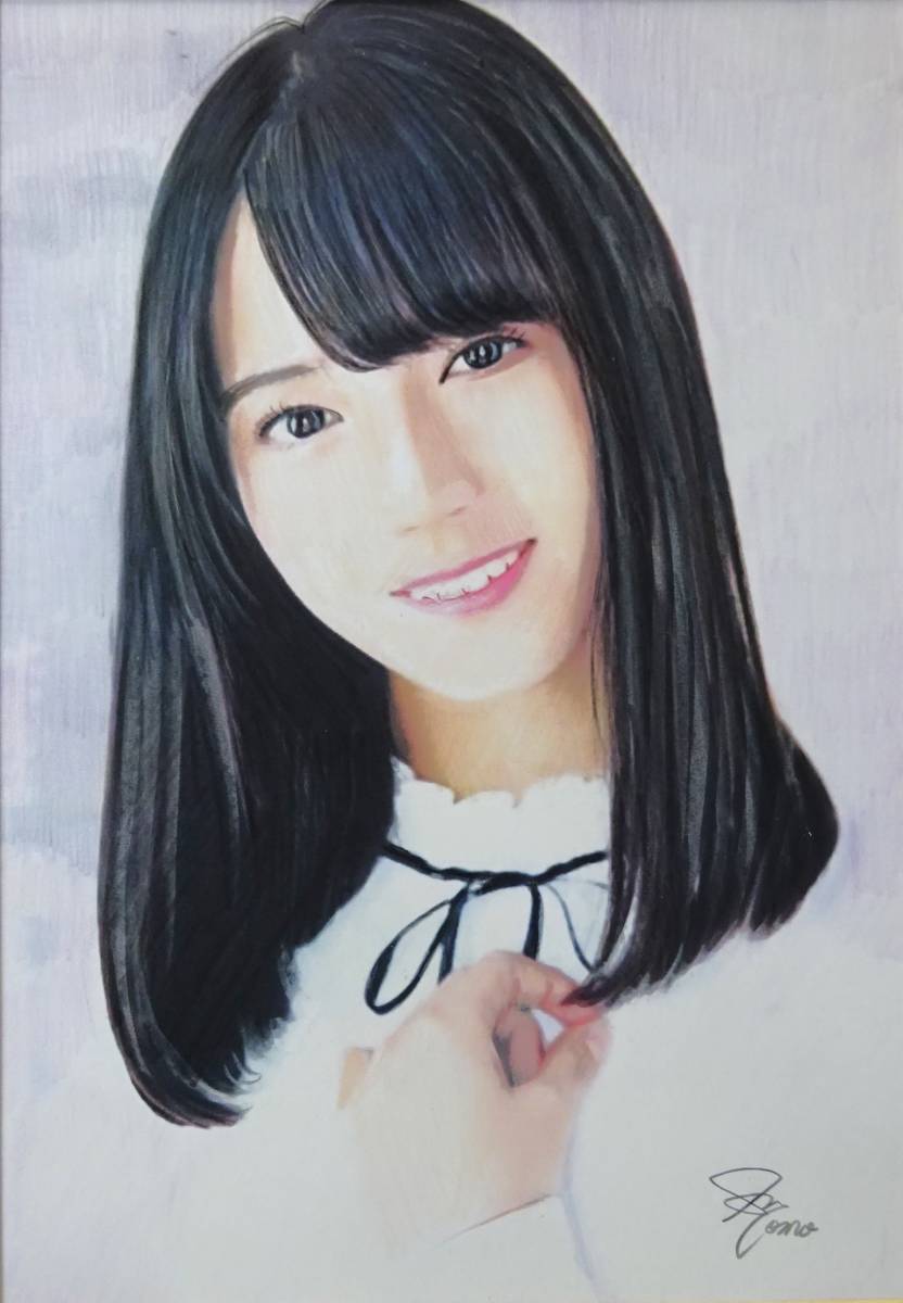 作品3639』S.Tomo氏直筆色鉛筆画 超美品 美人画 新品額装 (鉛筆画 