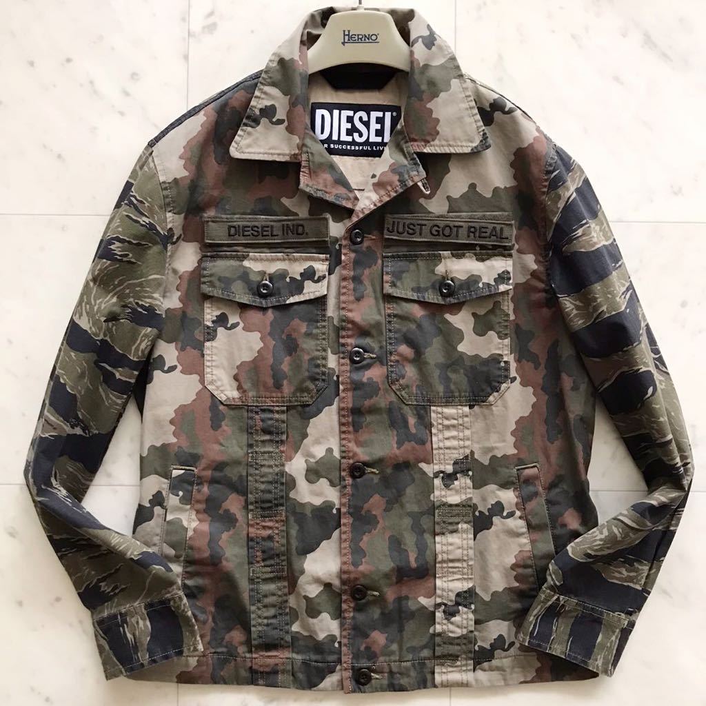 未使用級☆ DIESEL 近年モデル！ ミックスカモ ミリタリージャケット 