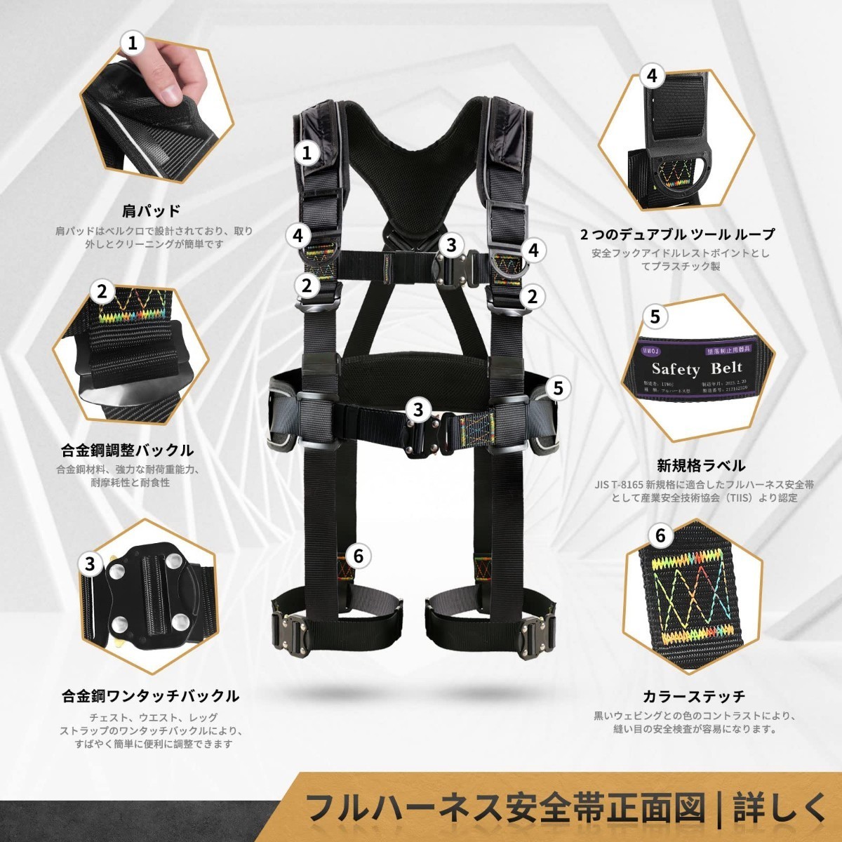 フルハーネス安全帯 新規格 セット 墜落制止用器具（フルハーネス 新 