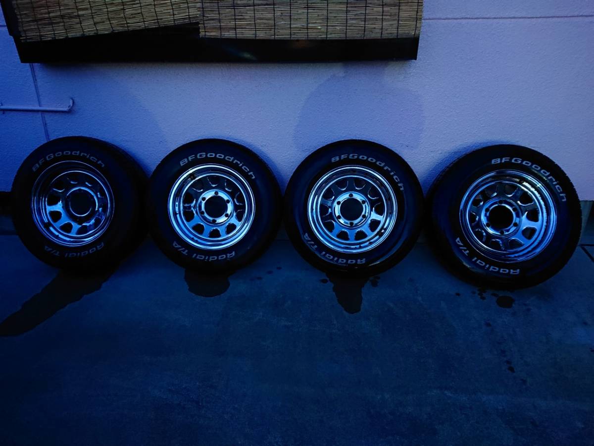 売切】デイトナ風 15インチ 6穴 PCD139.7 多分7.0J ハブ径107㎜ タイヤ 