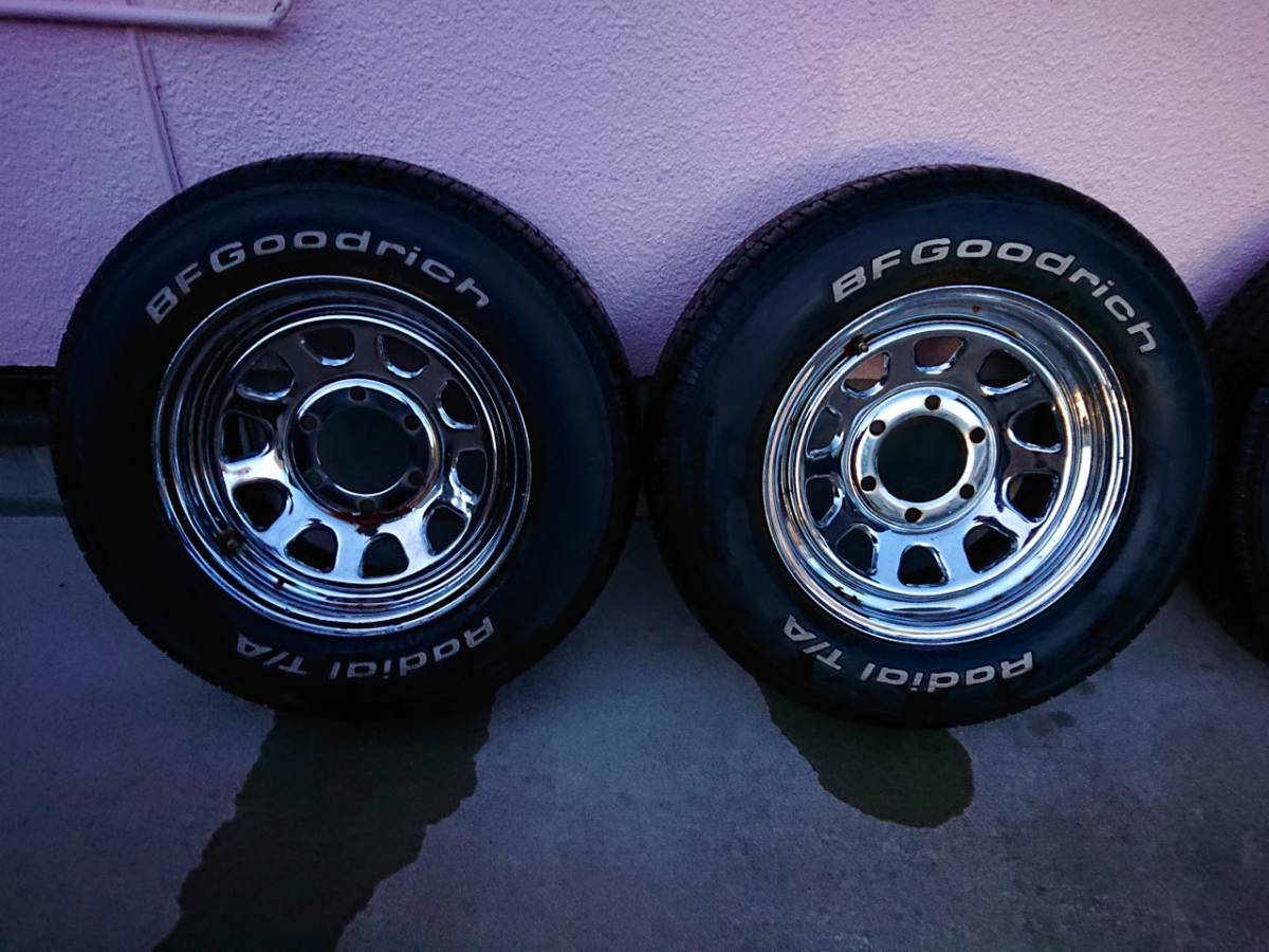 売切】デイトナ風 15インチ 6穴 PCD139.7 多分7.0J ハブ径107㎜ タイヤ 