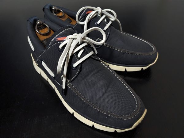 美品 使用回数少 ヴィトン 8.5 LOUIS VUITTON ♯FA0132 デッキスニーカー アメリカズカップ キャンバスアッパー 濃紺 7279