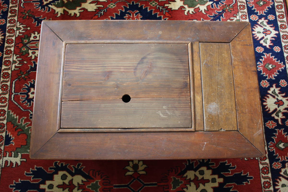 囲炉裏欅無垢漆座卓和アンティークレトロテーブルちゃぶ台⁄火鉢