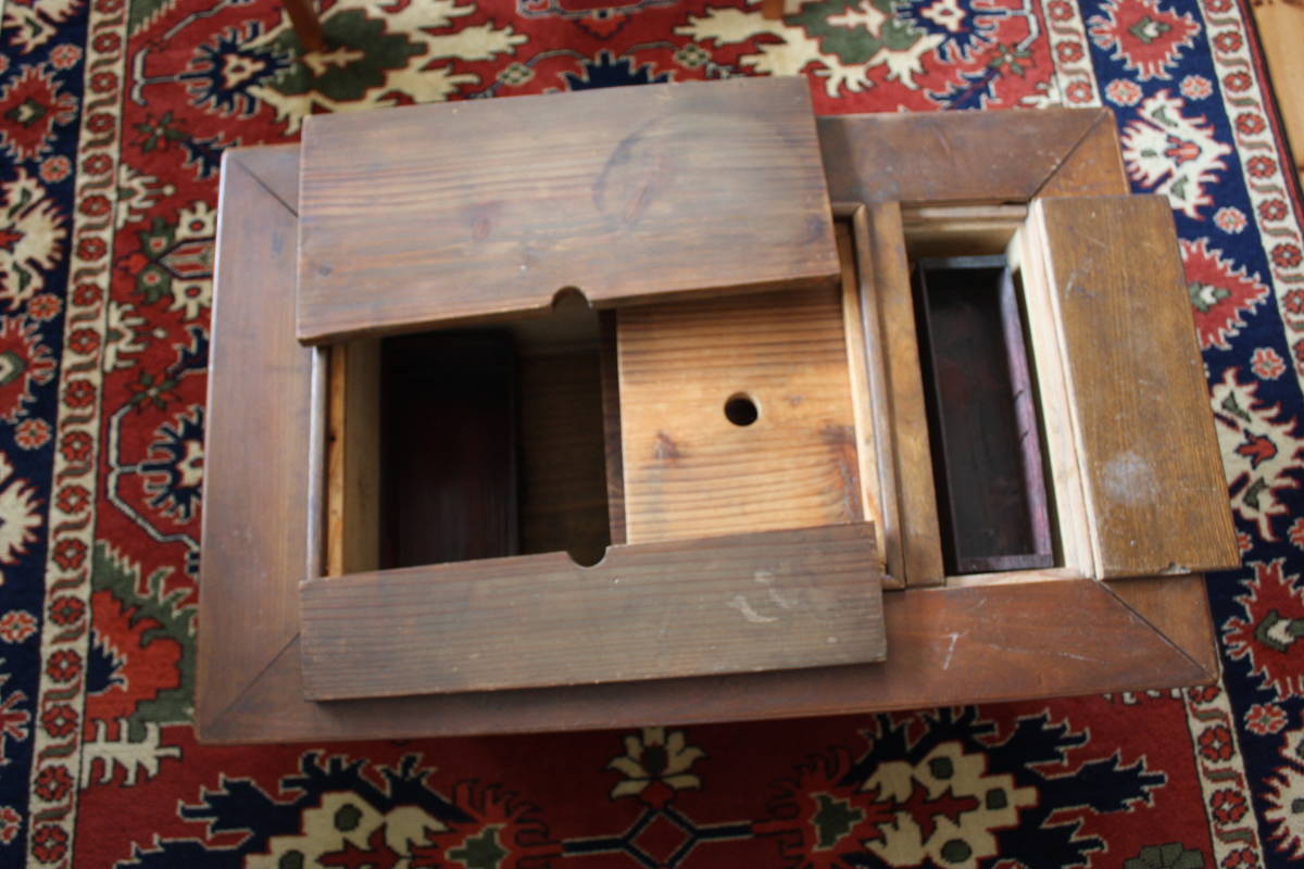 囲炉裏欅無垢漆座卓和アンティークレトロテーブルちゃぶ台⁄火鉢