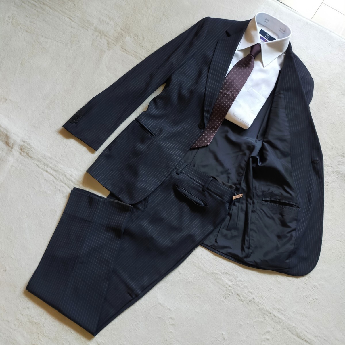 最高級 イタリア製 L相当 濃紺 ジョルジオアルマーニ GIORGIO ARMANI 