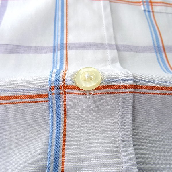 新品 ミエル 春夏 チェック柄 ブロード 半袖 シャツ L 白紫橙 【CY52-2101S_17】 MIERU CONTEMPORARY メンズ コットン マルチカラー