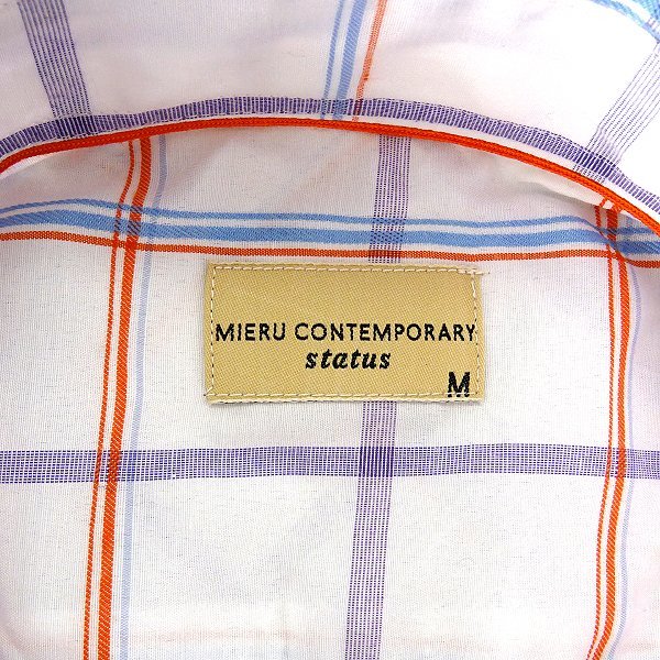 新品 ミエル 春夏 チェック柄 ブロード 半袖 シャツ L 白紫橙 【CY52-2101S_17】 MIERU CONTEMPORARY メンズ コットン マルチカラー