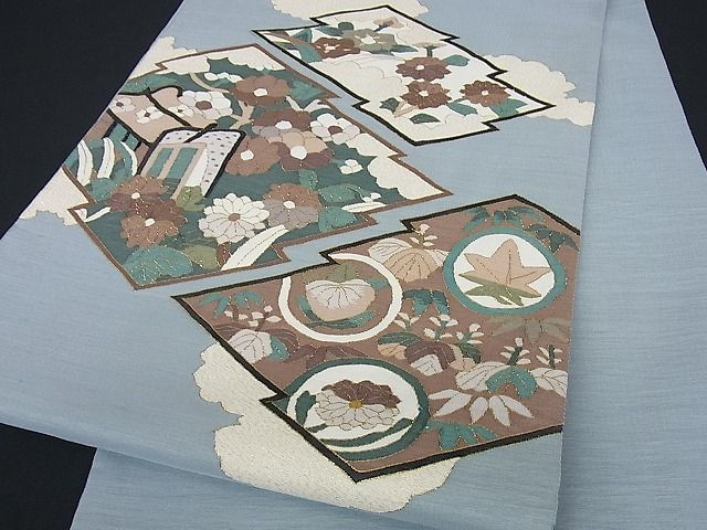 花美人■明綴れ　袋帯　松皮菱御所車花文　金糸　逸品　ps7917