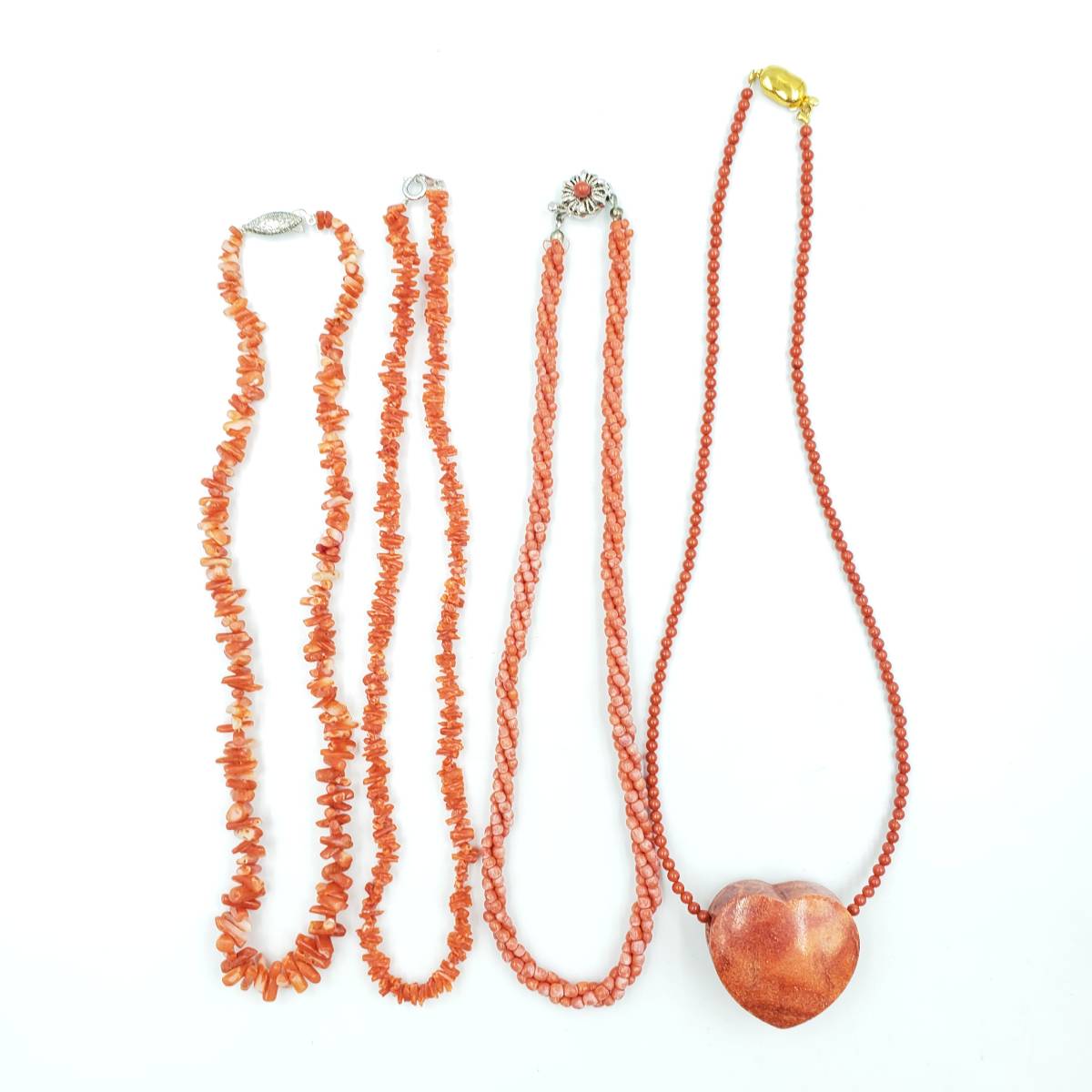 A073-207　4点まとめ　珊瑚　サンゴ　SILVER　ネックレス　アクセサリー　小物　