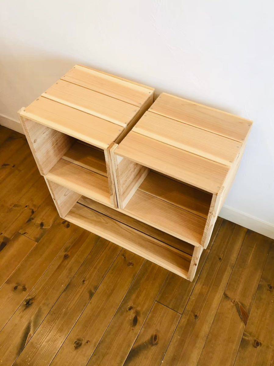 送料込み 新品 「蓋付 りんご箱 1箱」×「蓋付 角箱 木箱