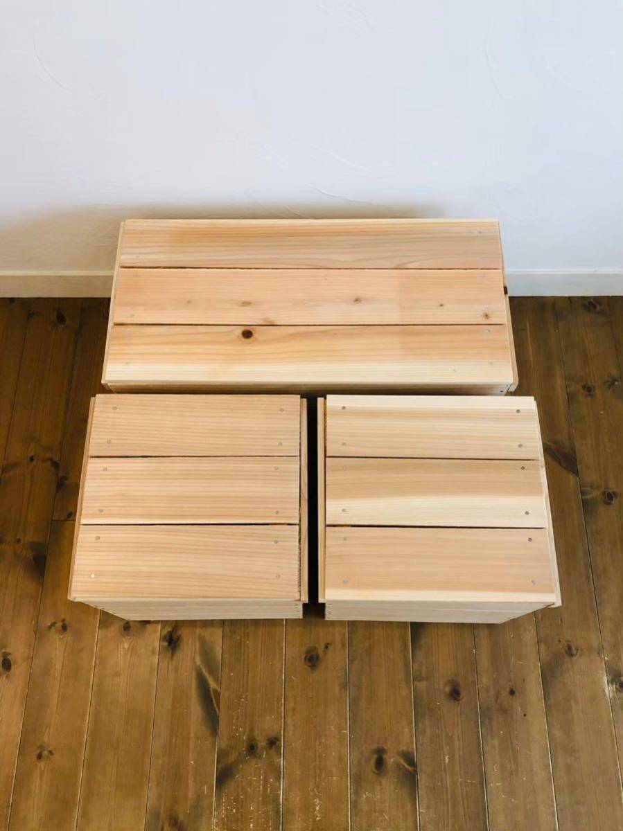 送料込み 新品 「蓋付 りんご箱 1箱」×「蓋付 角箱 木箱