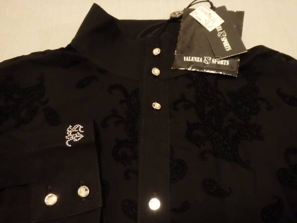 新品￥28140バレンザVALENZA黒ペイズリーシフォン長袖ブラウス40
