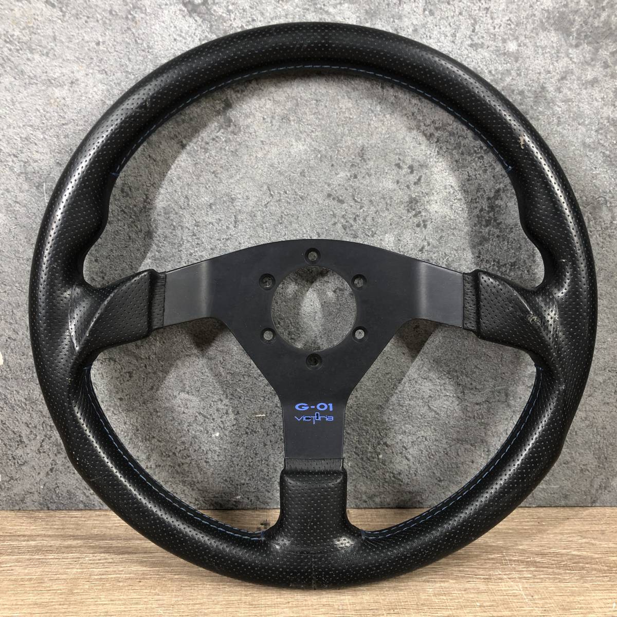 Victoria ビクトリア ステアリングホイール G-01 ハンドル レザー ブラック 黒 直径約35.5cm 菊MZ