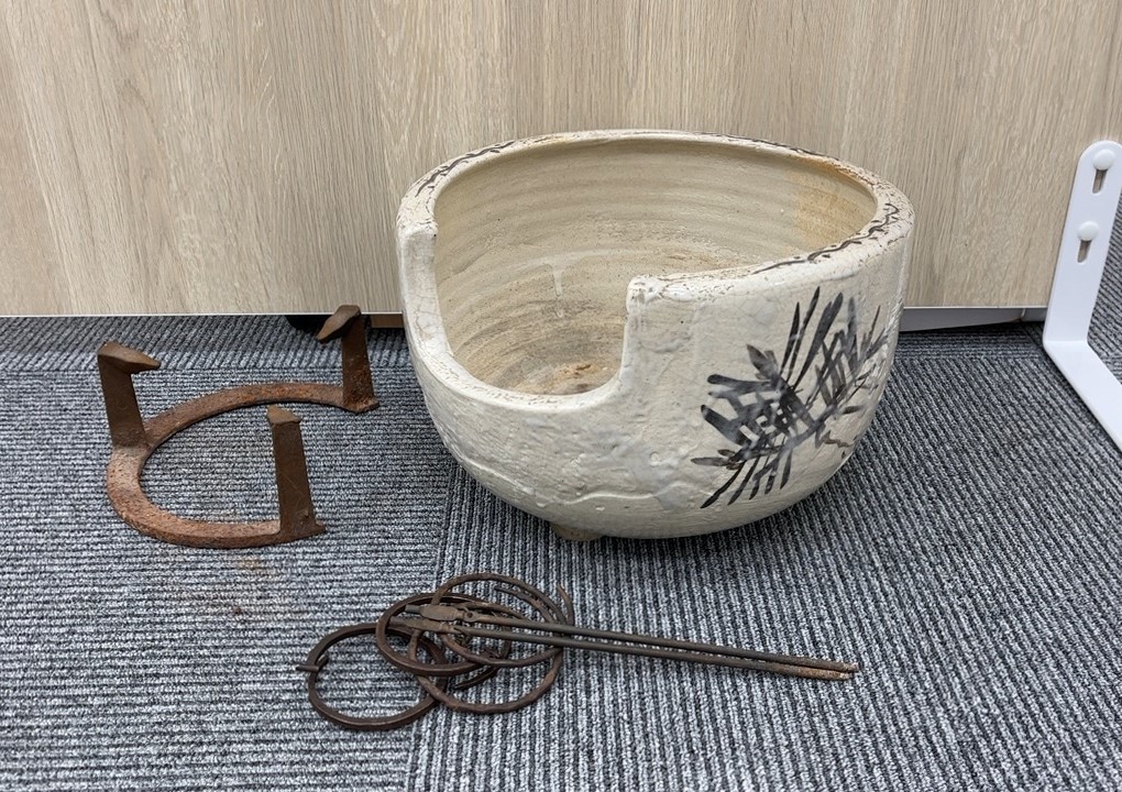 1471-1 風呂釜 茶道具 骨董品 火鉢 茶釜 高さ約20cm 1円出品 レトロ  