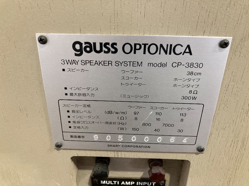 【現状品】スピーカー　GAUSS　OPTONICA　CP3830　　※42634　※直接お引き取りの方のみ入札宜しくお願い致します。_10