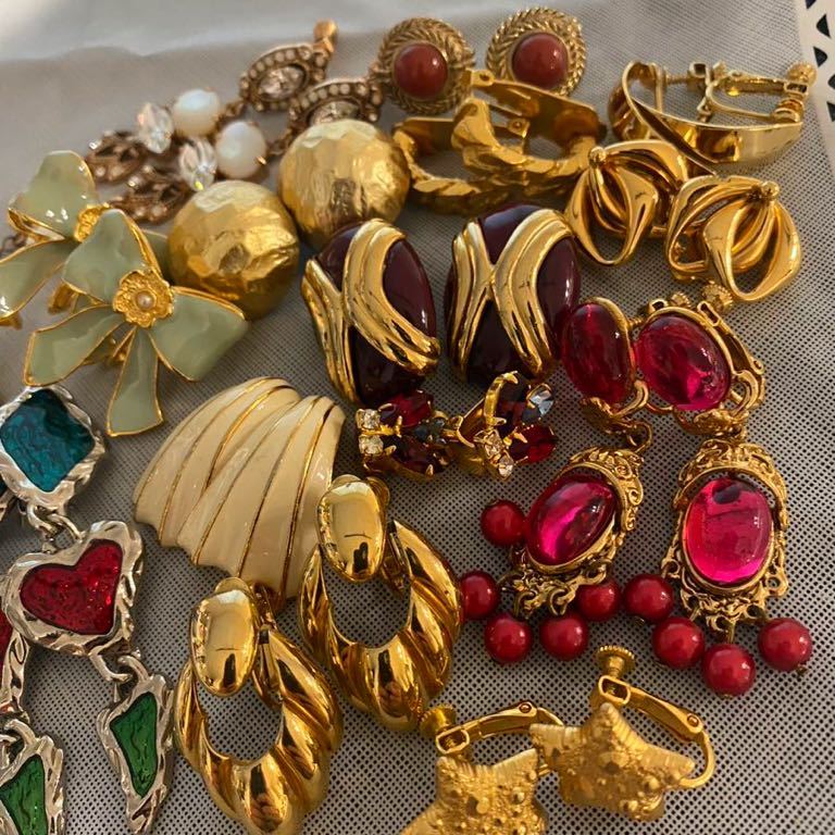 豪華ヴィンテージイヤリングまとめてカラーストーンゴールドカラー