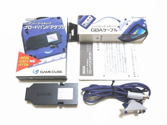 Xア057◇任天堂 ゲームキューブ GBAケーブル ブロードバンドアダプタ DOL-011 015 取説&元箱 // 計2点 // GAME CUBE /【全国発送OK】未使用