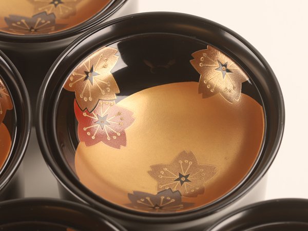 流】能登輪島塗 雪月花蒔絵小吸物椀五客 共箱 KP252(椀)｜売買された