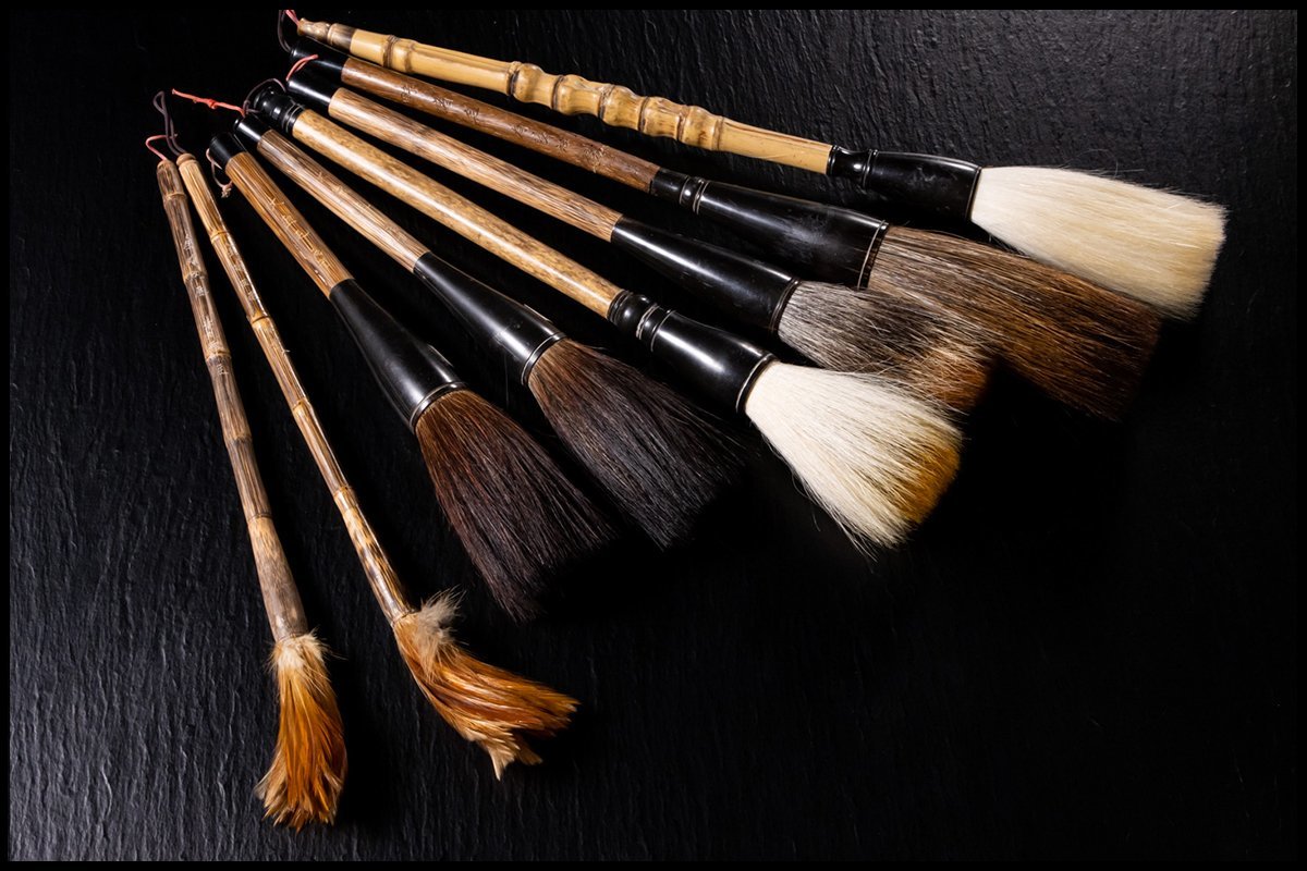 ◆天香楼◆天馬 山馬 大型筆 他 一式　経年時代物 唐物 特殊筆 太筆AG6202