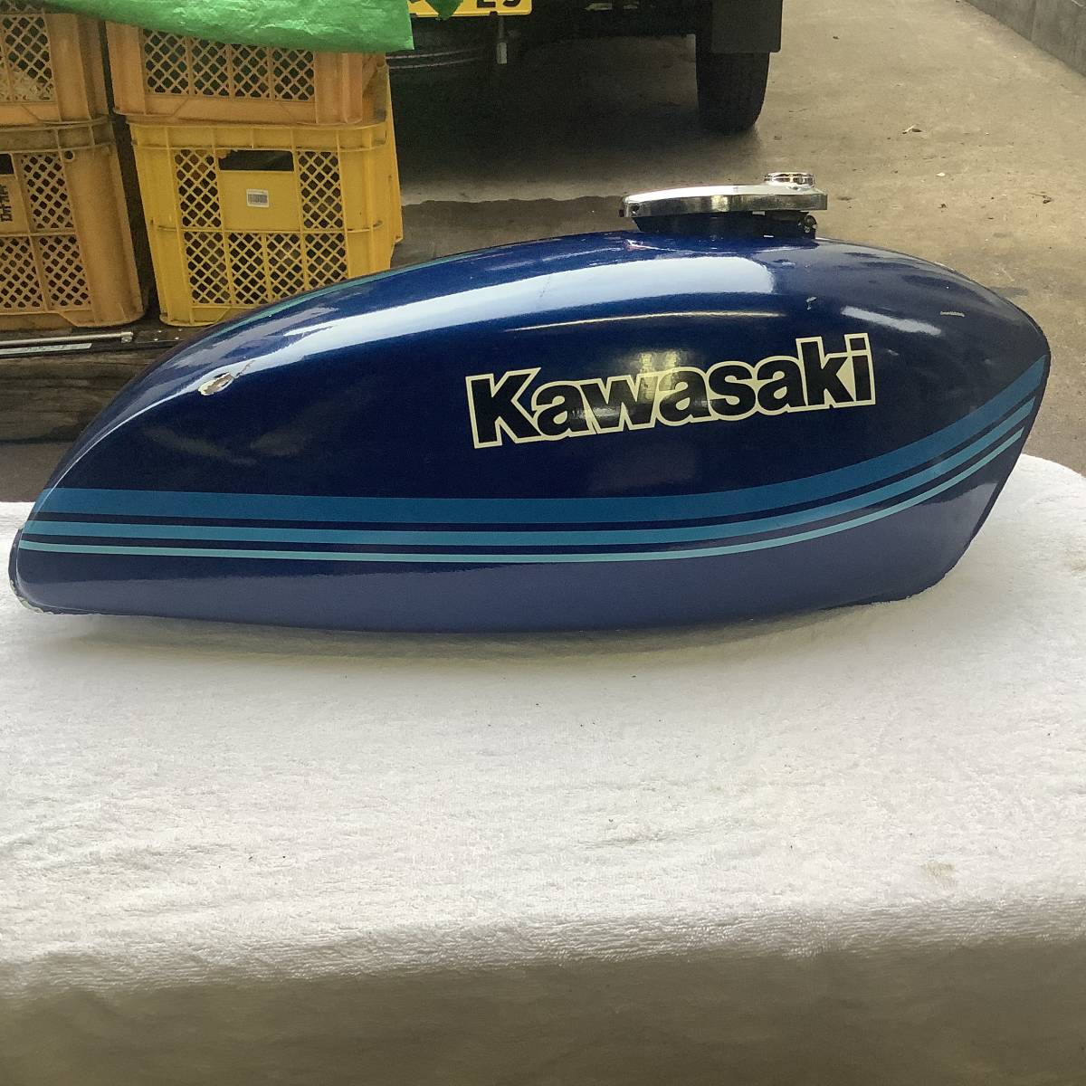 当時 国内 S54 A6 青 KH400 純正オリジナルペイントタンク 売り切り！KH250 Z1 Z2 Z400FX 350SS 400SS GT380 GS400 CB400 CBX400 CB750 RZ