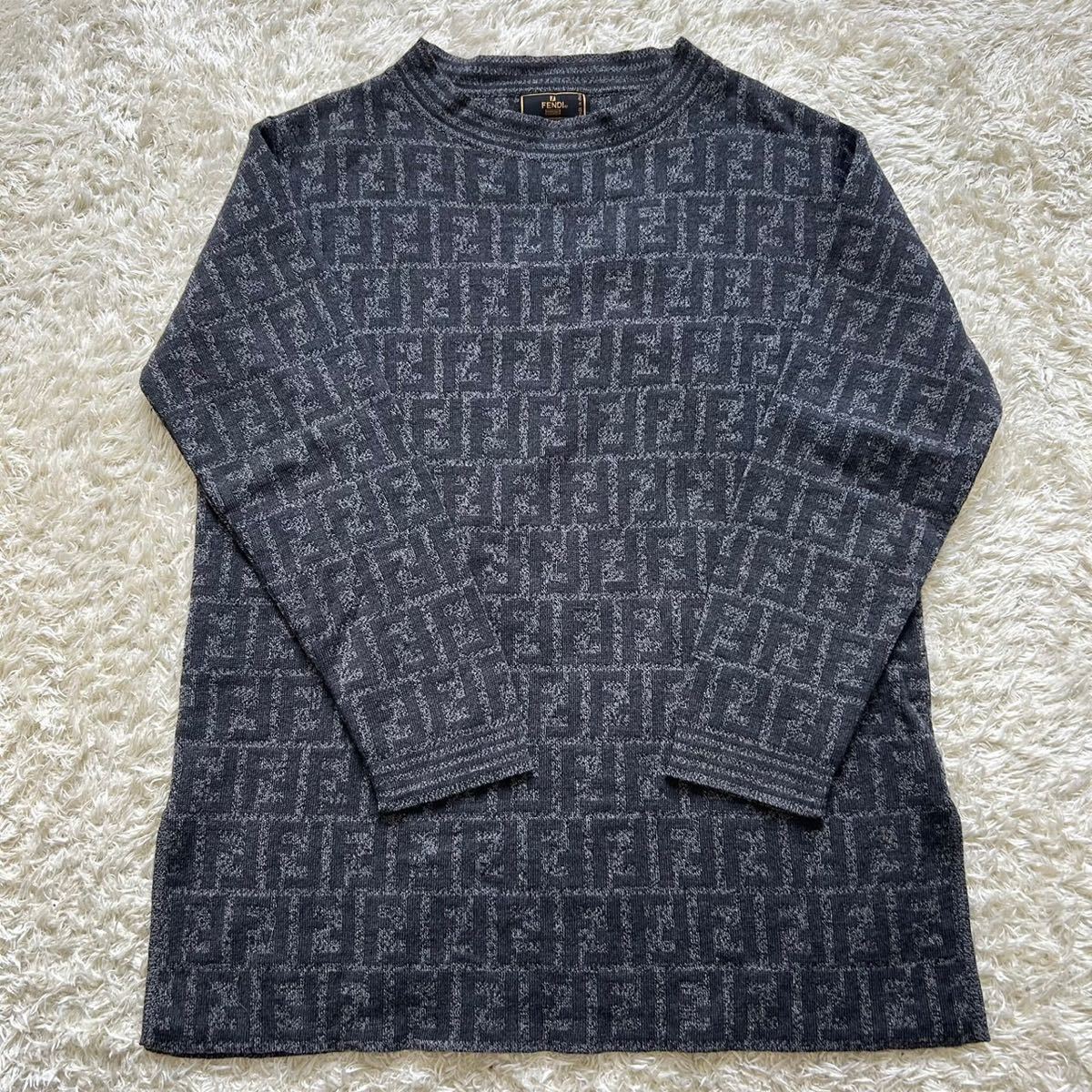 美品【最高峰】FENDI フェンディ クルーネック ニット トップス ズッカ