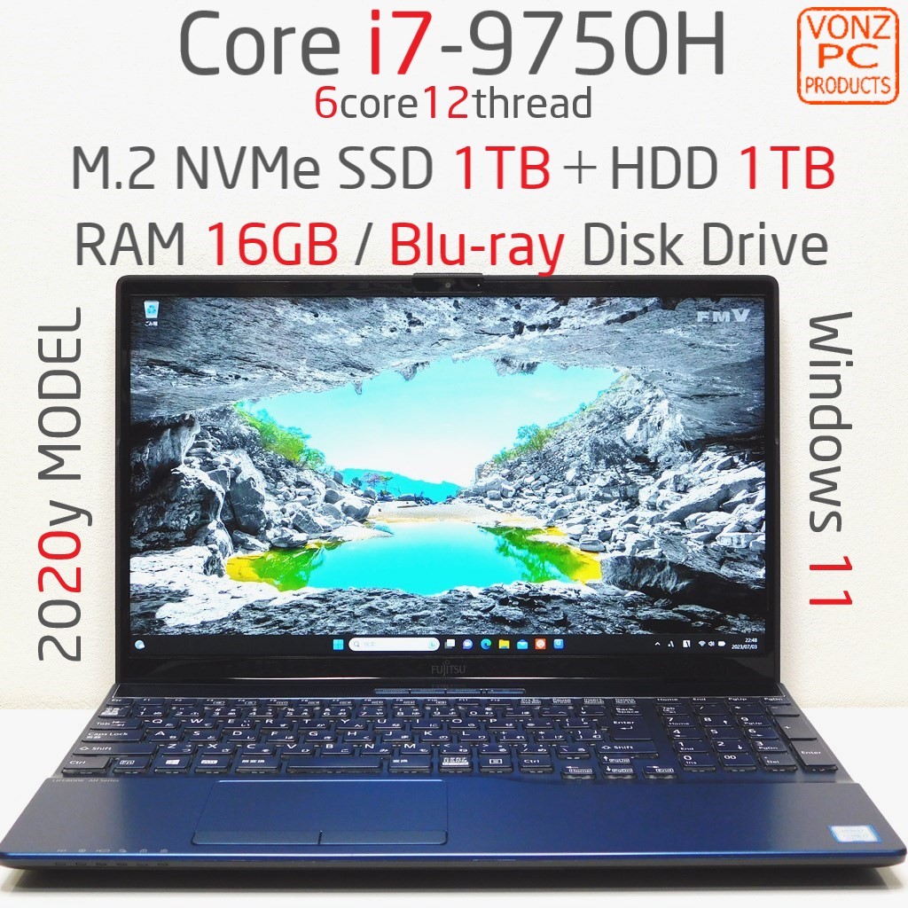 Windows11 Core i7-9750H SSD1TB メモリ16GB ☆2020yモデル☆Windows11☆Core i7-9750H☆M.2 NVMe SSD1TB＋HDD1TB