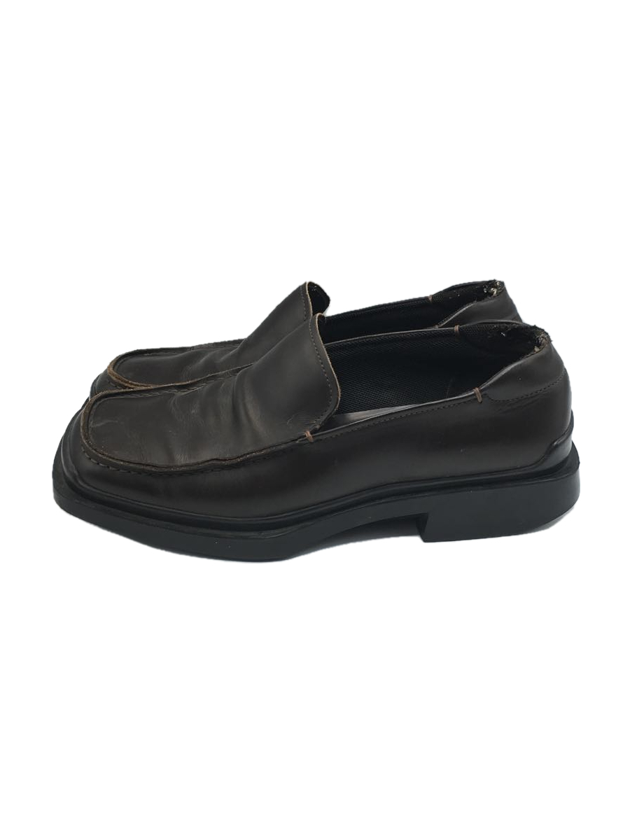 PRADA◇スクエアトゥ/ローファー/UK6.5/BRW/かかとダメージ有