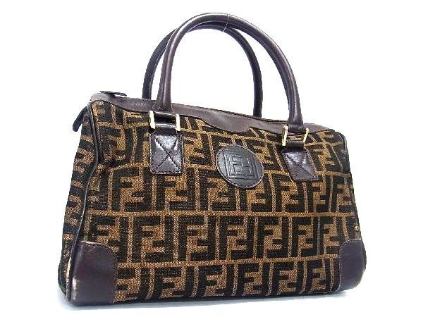 1円 FENDI フェンディ ヴィンテージ ズッカ柄 キャンバス×レザー