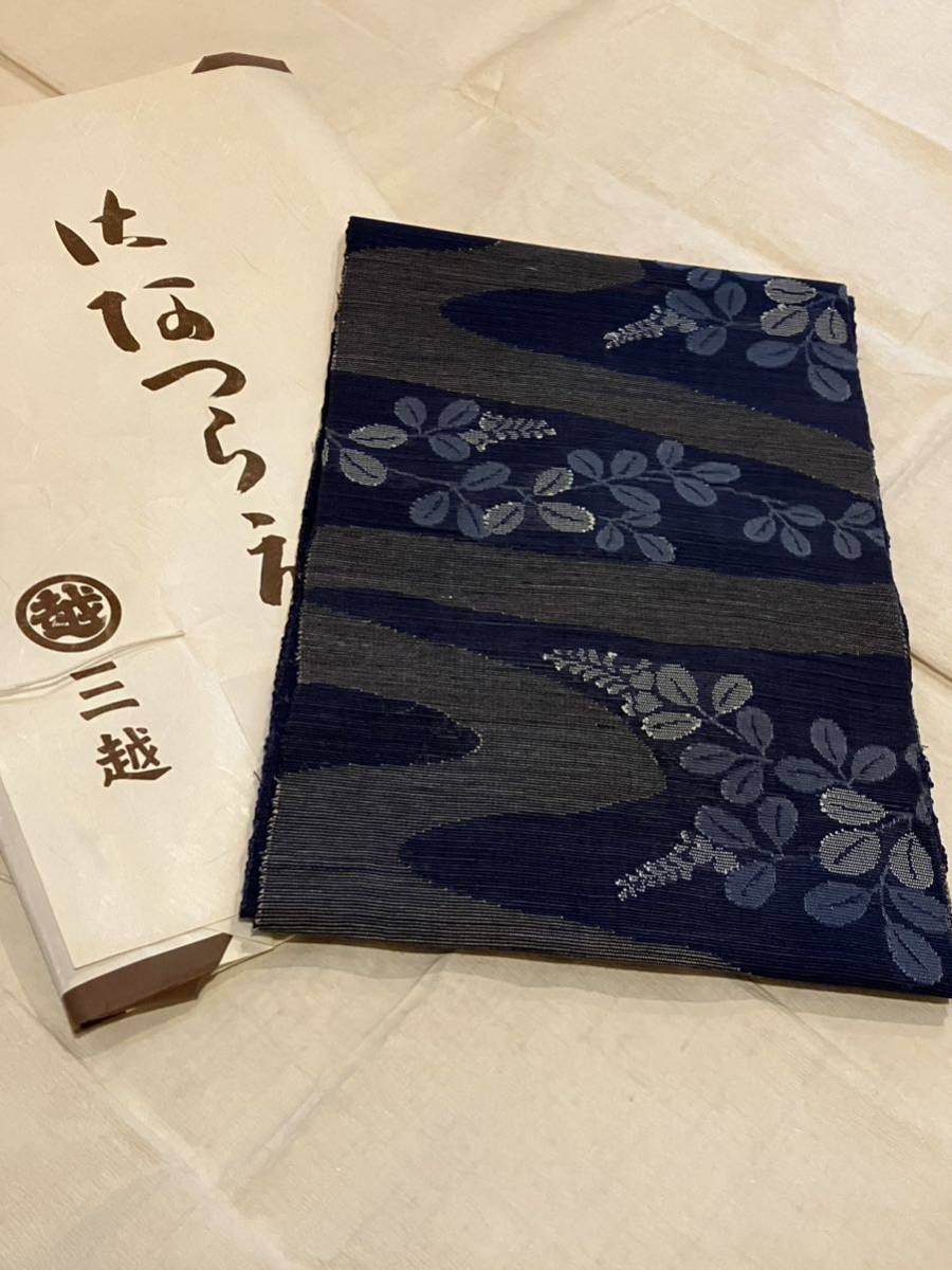 三越謹製　未使用夏帯☆正絹羅なごや帯☆萩流水紋様