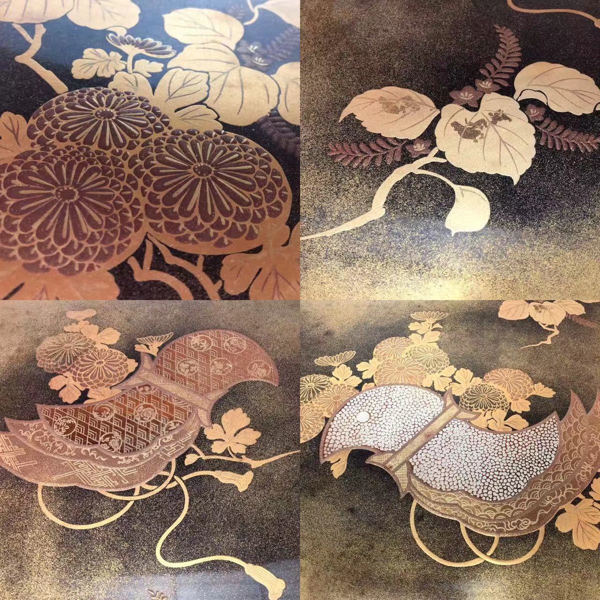 OKK》H140 蒔絵茶卓 菊紋蒔絵 金梨地 二段卓 香炉卓 花台 香几 冠卓 飾