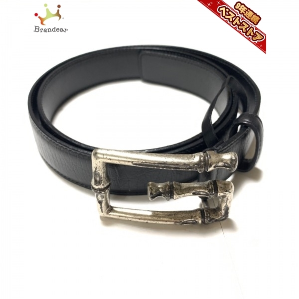 GUCCI グッチベルト ブラック 黒 Men's Slim Black Leather Belt