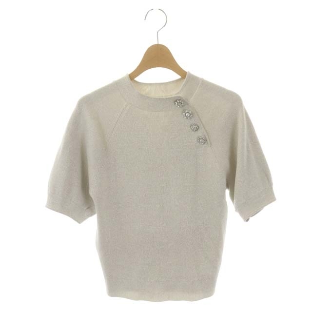 リリーブラウンキャンディストック L.B CANDY STOCK 23SS ビジューニット カットソー 半袖 F ライトグレー /DF ■OS レディース