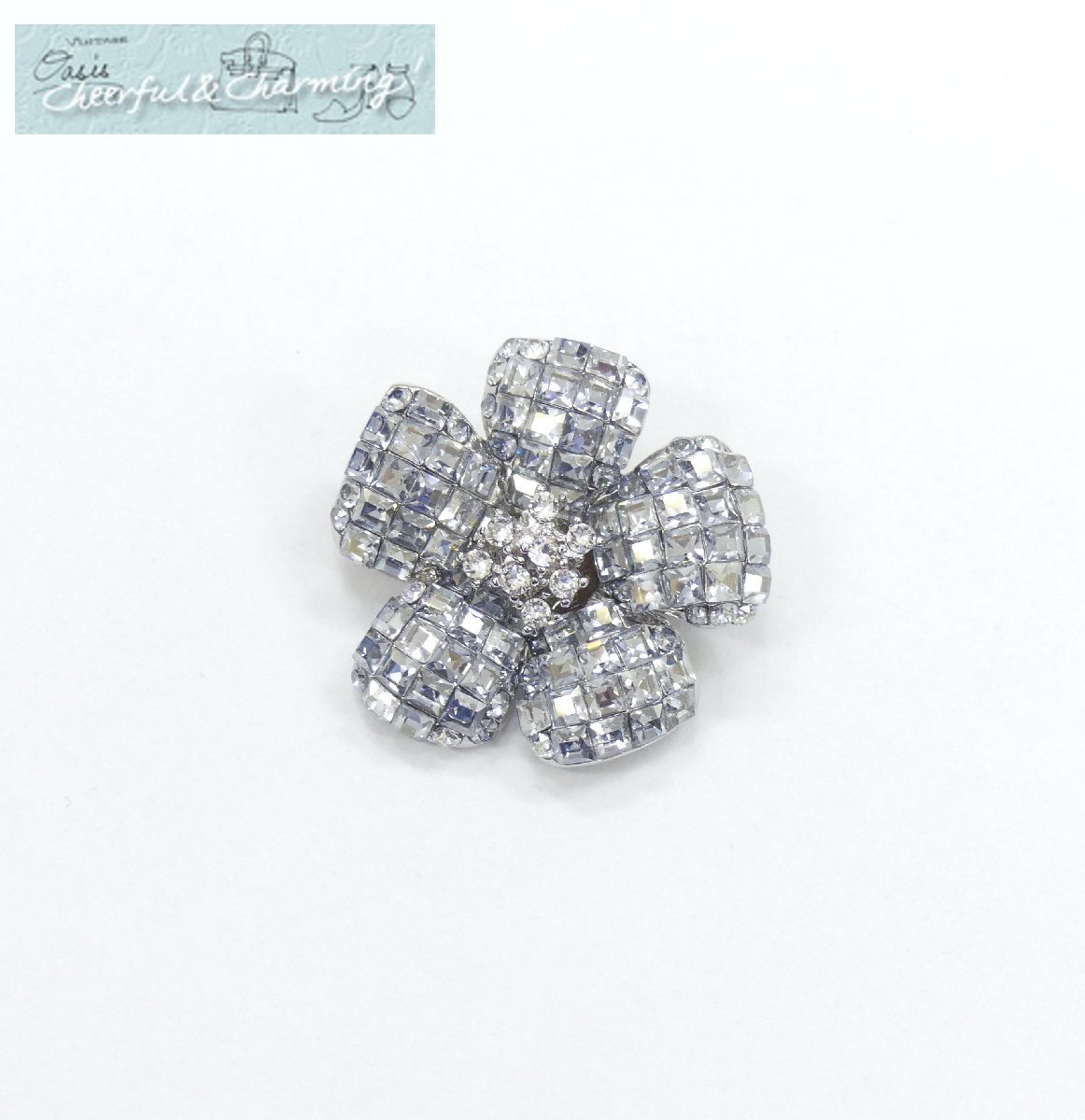 FOXEY お花のブローチ フルール ラインストーン アイスブルー #定番人気 26645