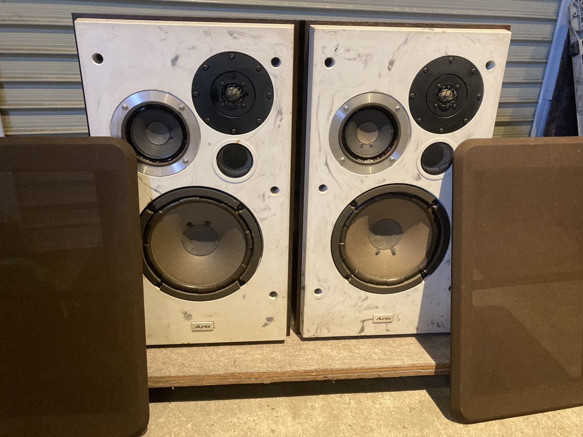 Aurex/オーレックス『SS-370』3way SPEAKER SYSTEM スピーカー ペア 大理石