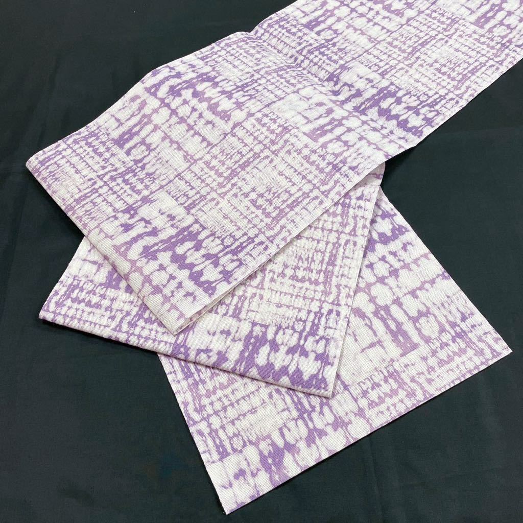 着物月花 艶やかなデザインの夏八寸名古屋帯 未使用品 全通柄 麻 夏帯 ob302