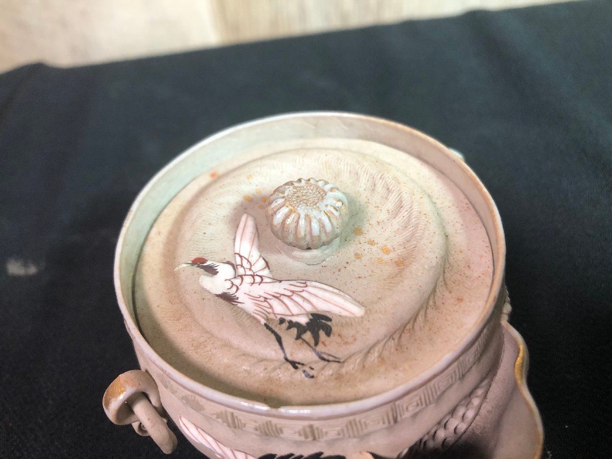 ☆中古☆ 萬古焼 万古 盛絵彩色鶴図 宝瓶 小ぶり 【公式通販】