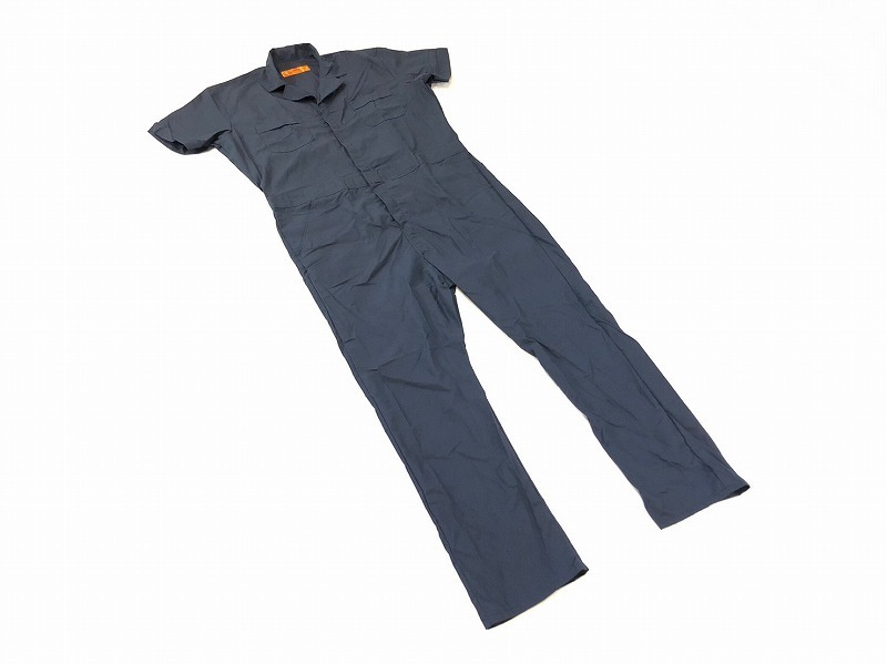 【米軍放出品】未使用品 RED KAP カバーオール つなぎ 半袖 XLサイズ ネイビー 薄手 ミリタリー 作業着 整備 メンテナンス (60)☆CG10E