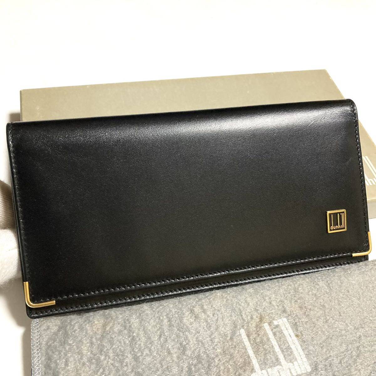 未使用　dunhill オックスフォード　札入れ　ダンヒル　長財布　牛革　カーフレザー　ブラック　ビジネス　フォーマル 通しマチ付き