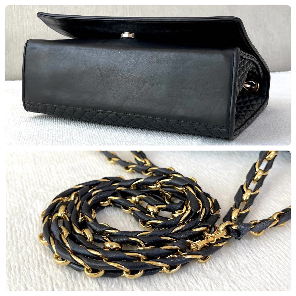 1円 【美品】BALLY バリー ダブルチェーンショルダーバッグ 