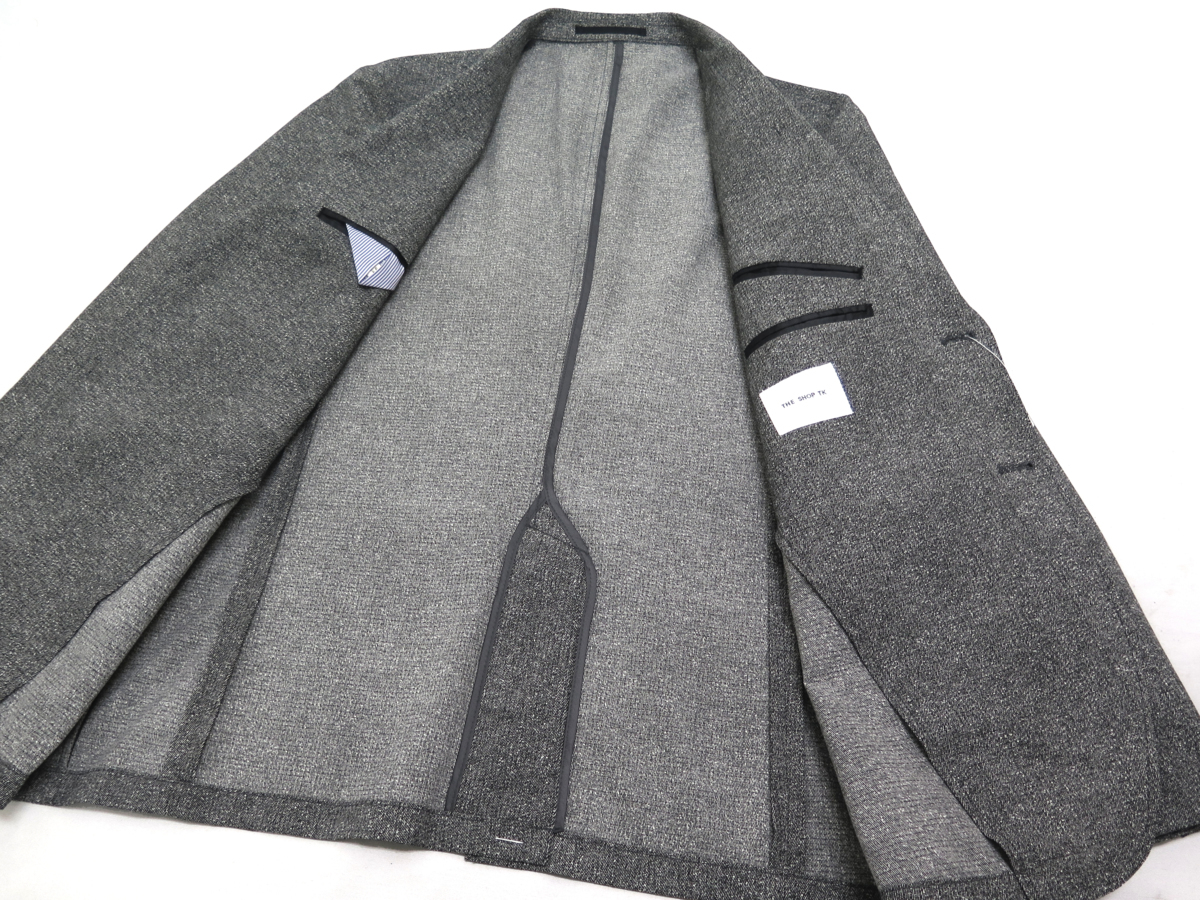 6030●THE SHOP TK タケオキクチ●新品　洗濯機OK　COOL DOTS（R）ストレッチ セットアップスーツ　グレー/L