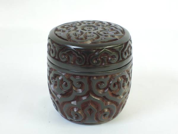 古美味】即中斎書付 松竹蒔絵黒平棗 茶道具 保証品