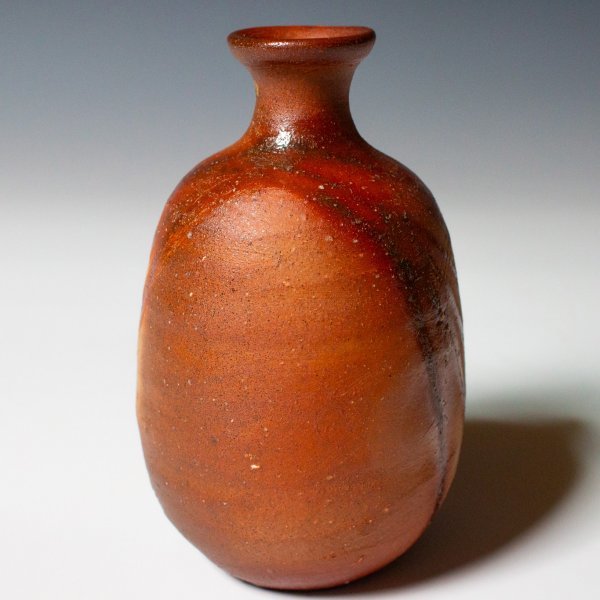 人間国宝 伊勢崎淳 近年作 備前徳利 共箱 共布 栞 美品 a28