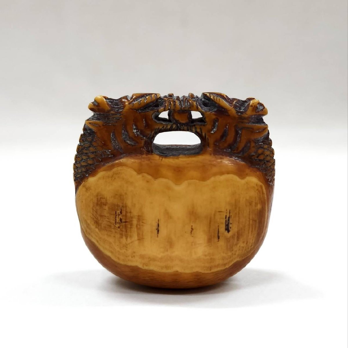 時代物 根付 木魚 重さ 約43g アンティーク 彫刻 古美術 骨董 当時物 古道具