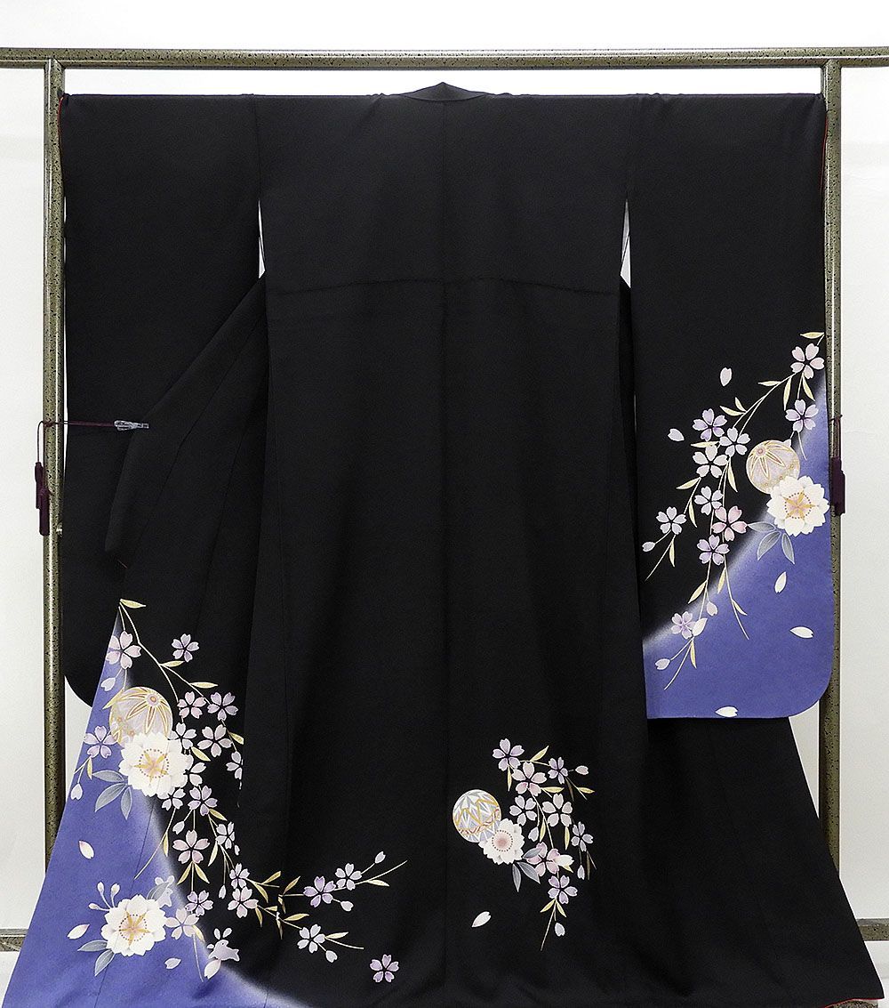 平和屋-こころ店□豪華振袖 総絞り 飛鶴花文 着丈158cm 裄丈64.5cm