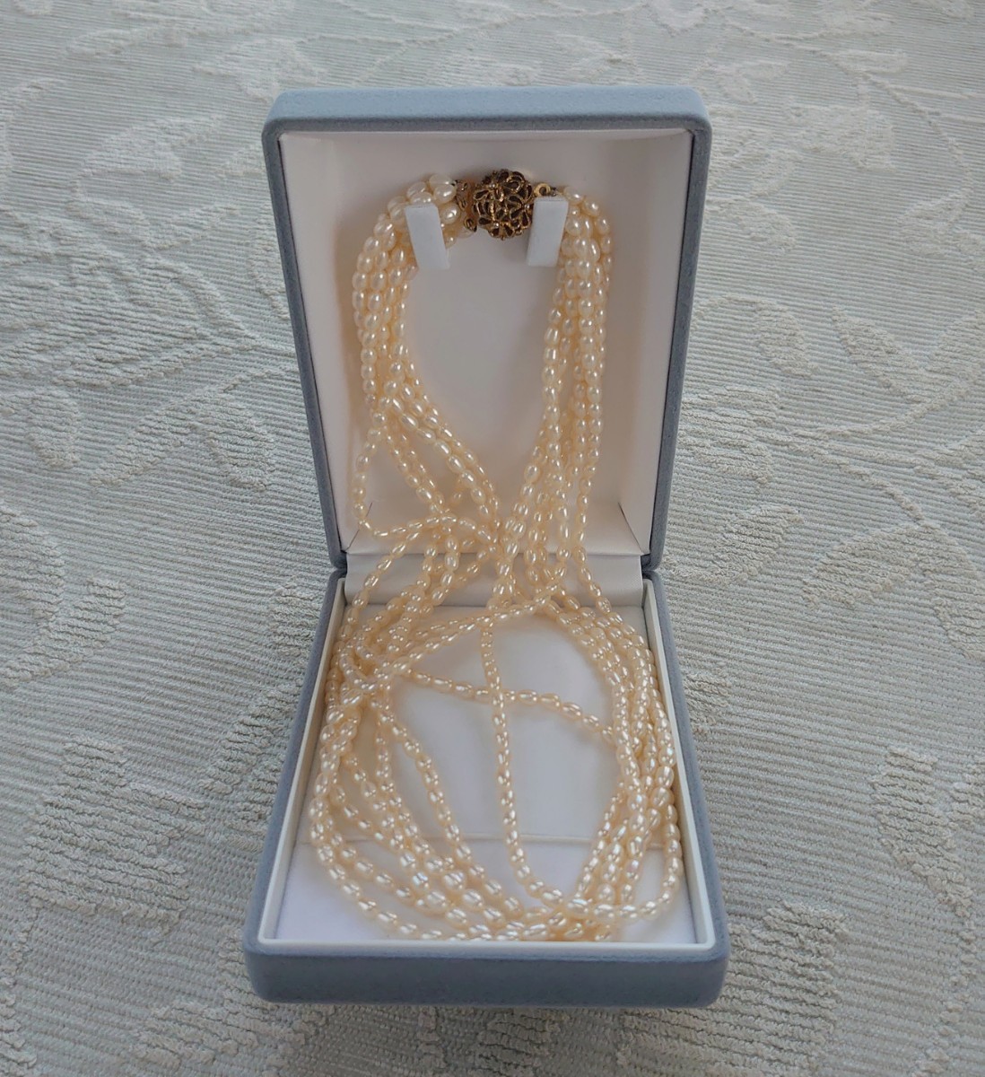 淡水パール ホワイト6連 ネックレス 留め具シルバー 送料140円～