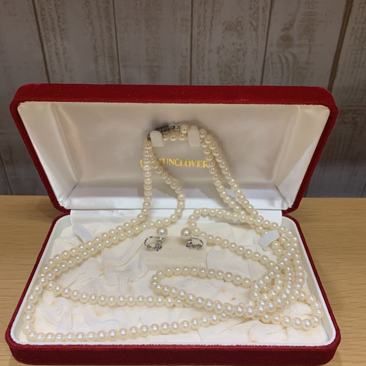 パールネックレス 真珠ネックレス イヤリング　セット　アンティーク　(a)